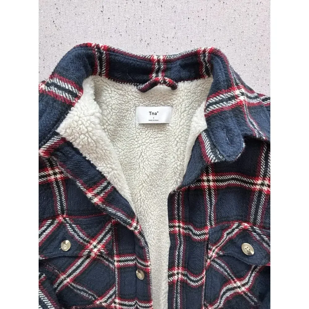 Aritzia Tna Prospect Sherpa Lined Plaid Flannel Shirt Jacket Shacket Womens 1 S
